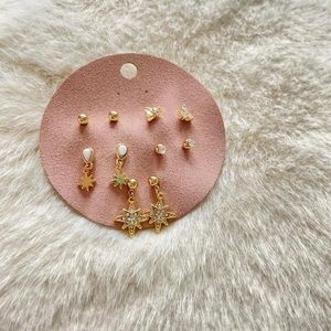 Minimalist Celestial Golden Earring Studs Set of 5 | Earrings for women